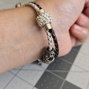 Elegant Black and White Braided Bracelet
